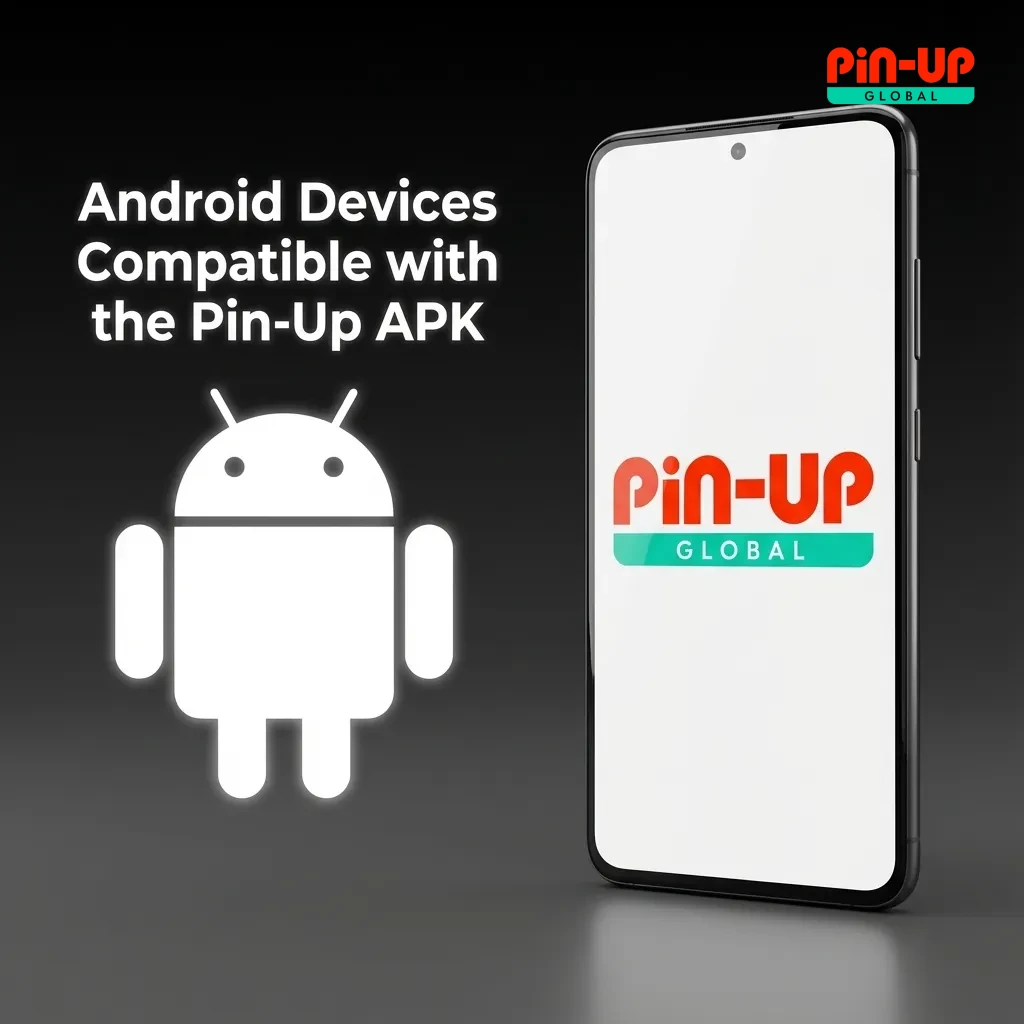 Chart showing Indian Android phones compatible with Pin-Up APK, listing Xiaomi, Samsung, OnePlus, Vivo, Oppo and others
