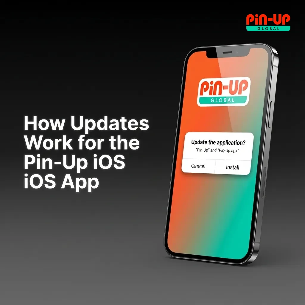 Diagram explaining that the Pin-Up iOS PWA auto-updates via browser, saving storage and avoiding App Store downloads