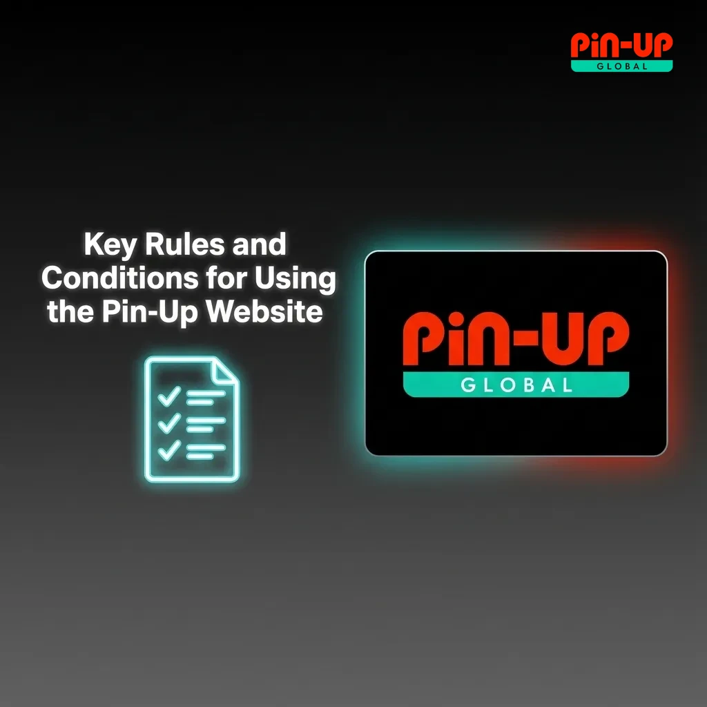 Illustrated checklist of key rules and conditions for safely using and betting on the Pin-Up website
