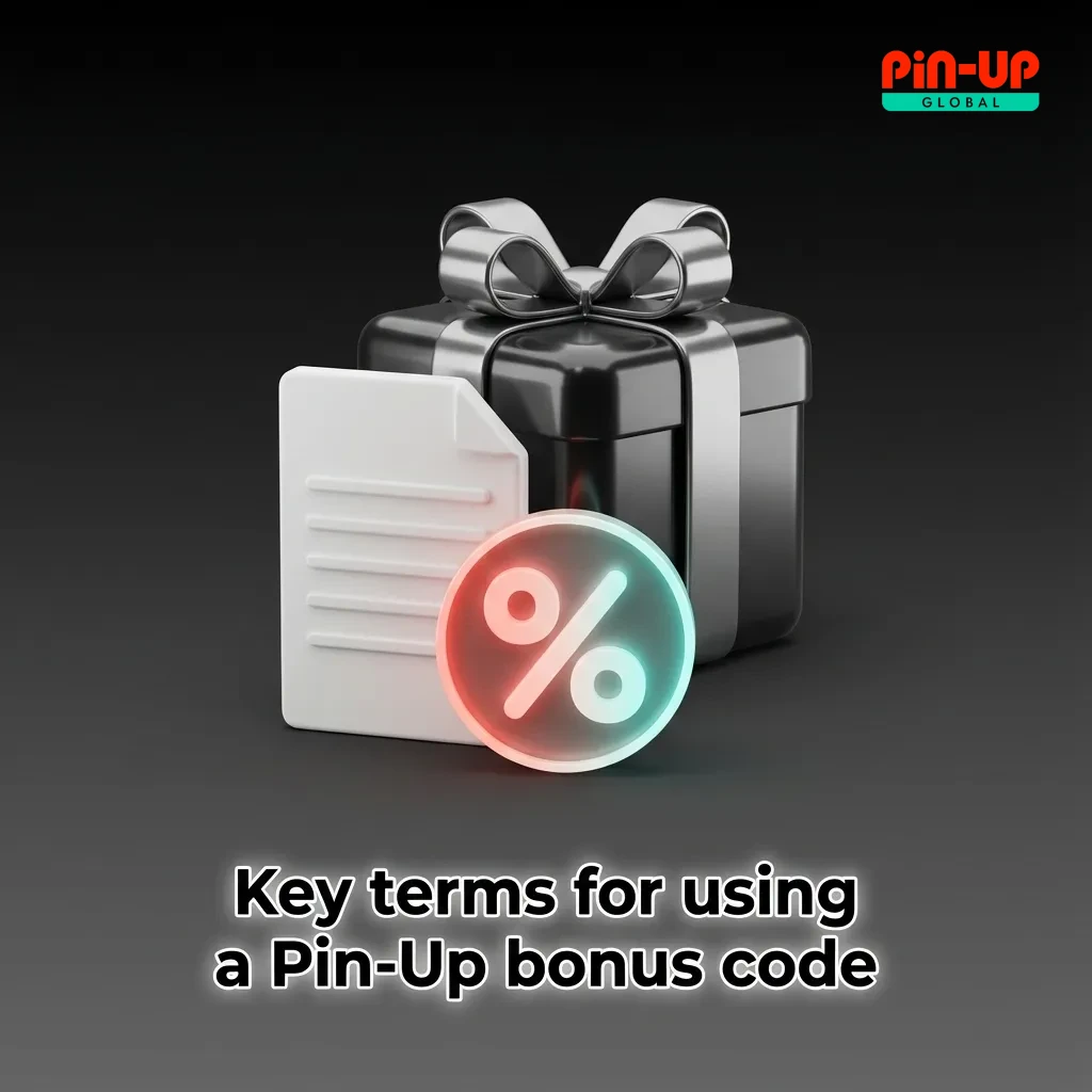 Graphic listing key rules for using a 2025 Pin-Up bonus code, including limits, wagering, expiry and age restriction.