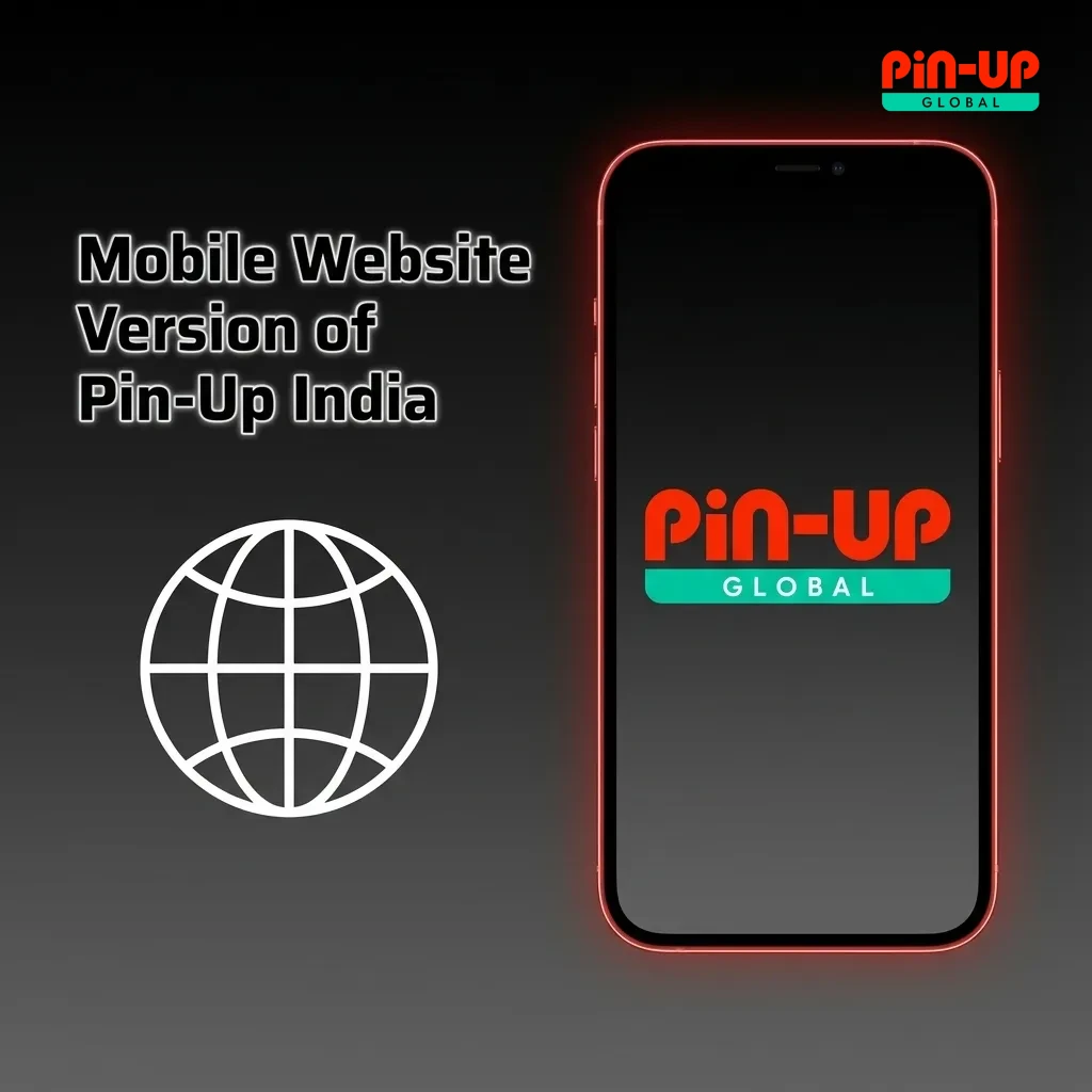 Smartphone screen showing the Pin-Up India mobile betting website with sports, live bets, and casino options in a sticky menu