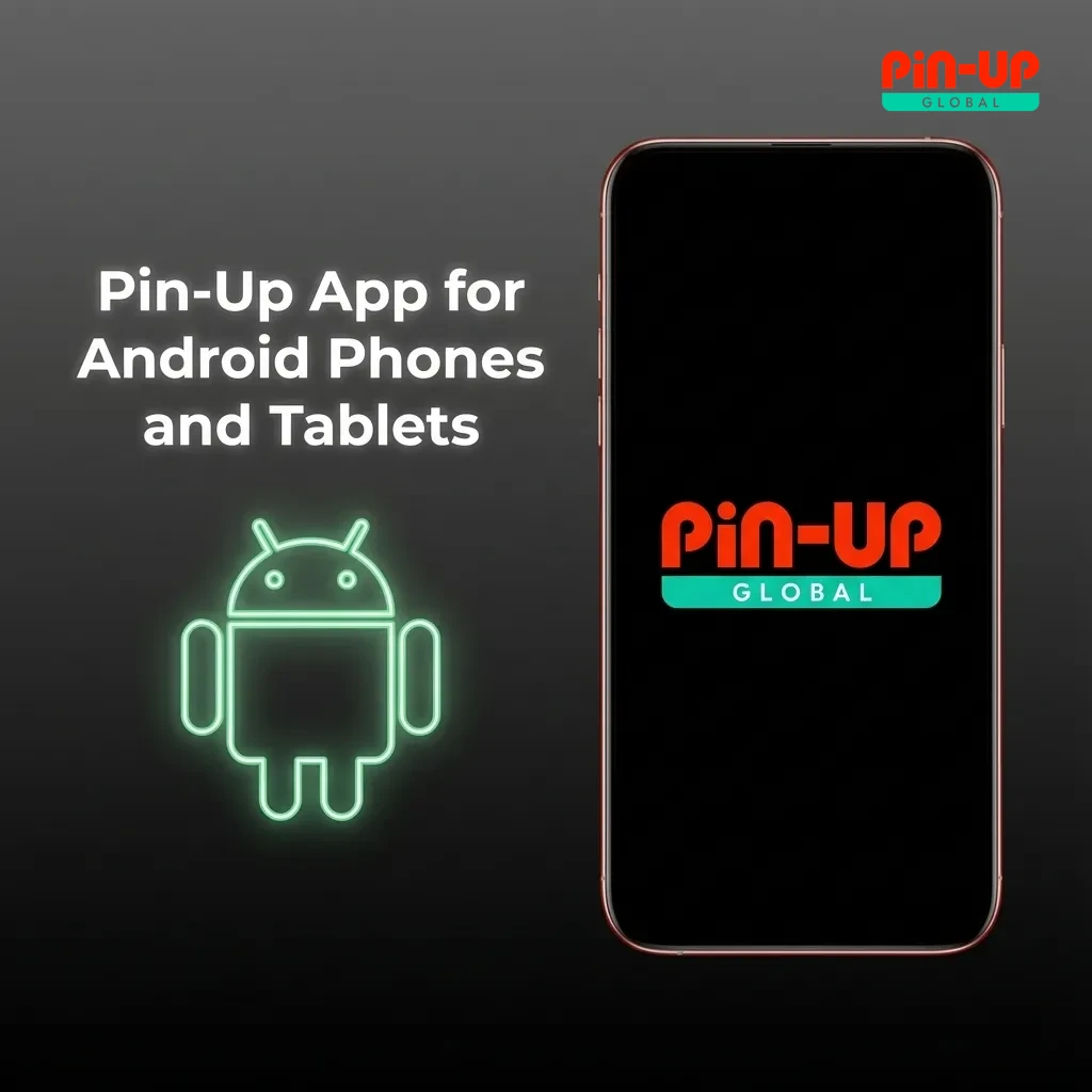 Android phone screen showing Pin-Up casino app interface with games, sports betting, and install steps highlighted