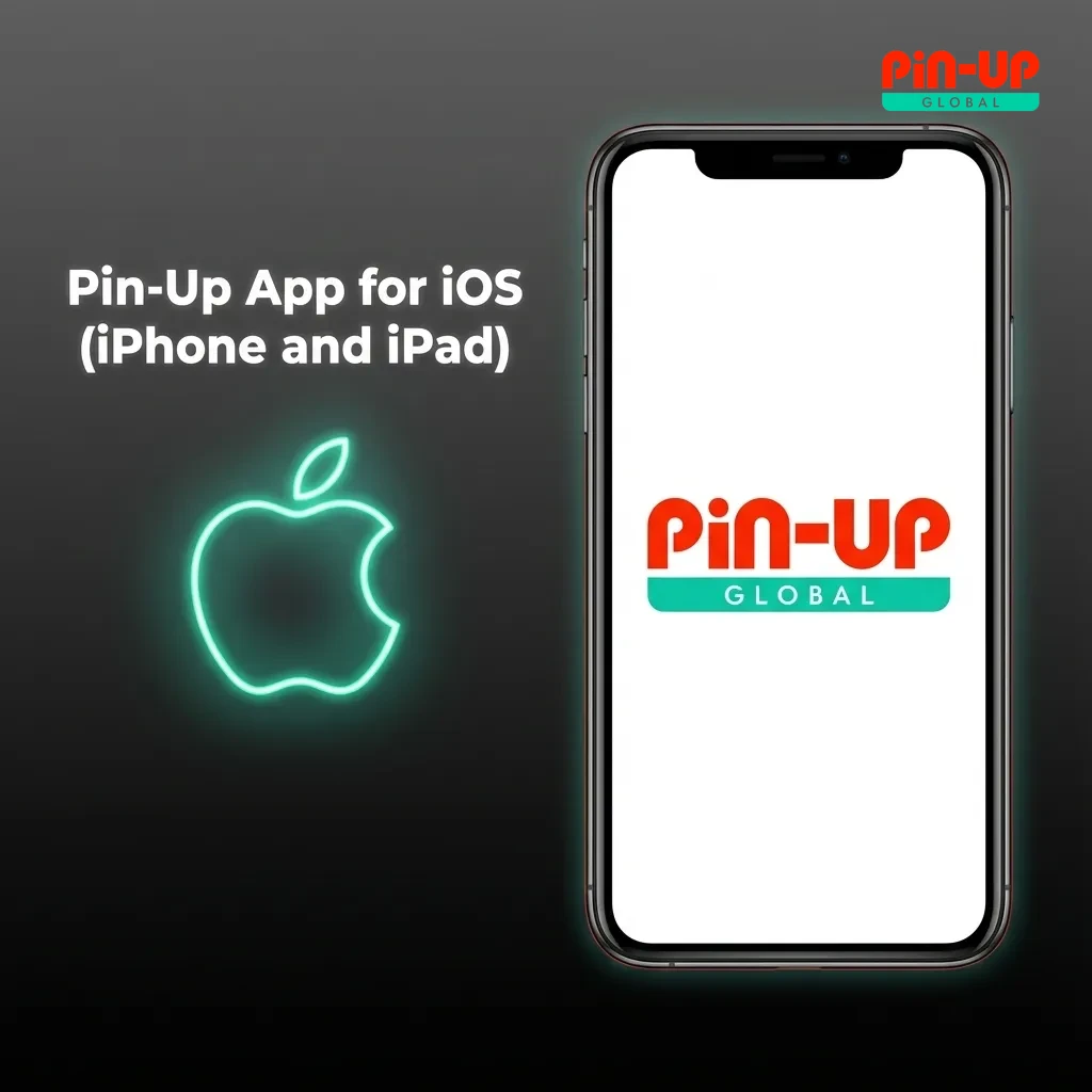 iPhone screen showing Pin-Up casino iOS app download and login steps with Face ID and touch-friendly interface