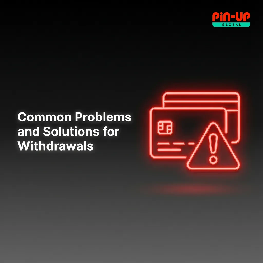 Infographic listing common Pin-Up India withdrawal problems and fixes, including KYC, limits, payment errors, and wagering.