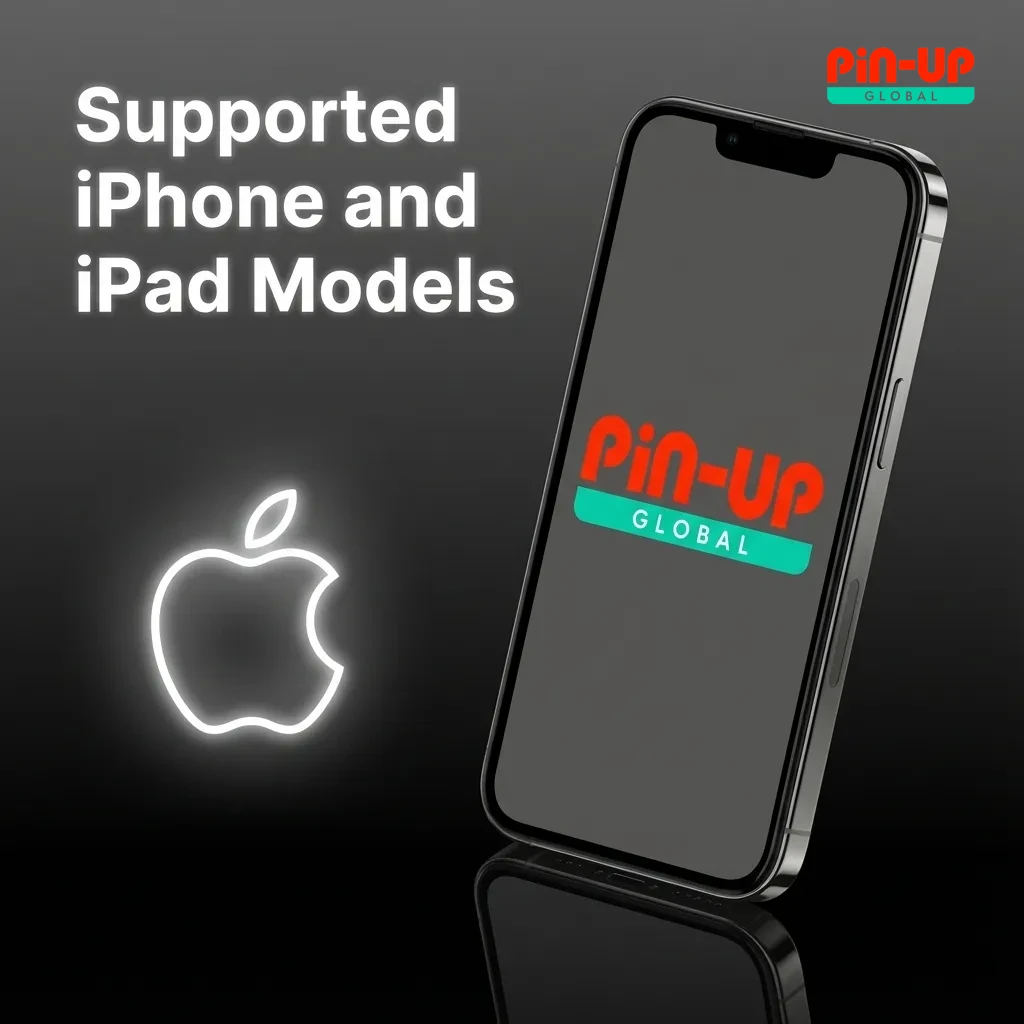 Graphic listing recent iPhone and iPad models compatible with the Pin-Up mobile web app