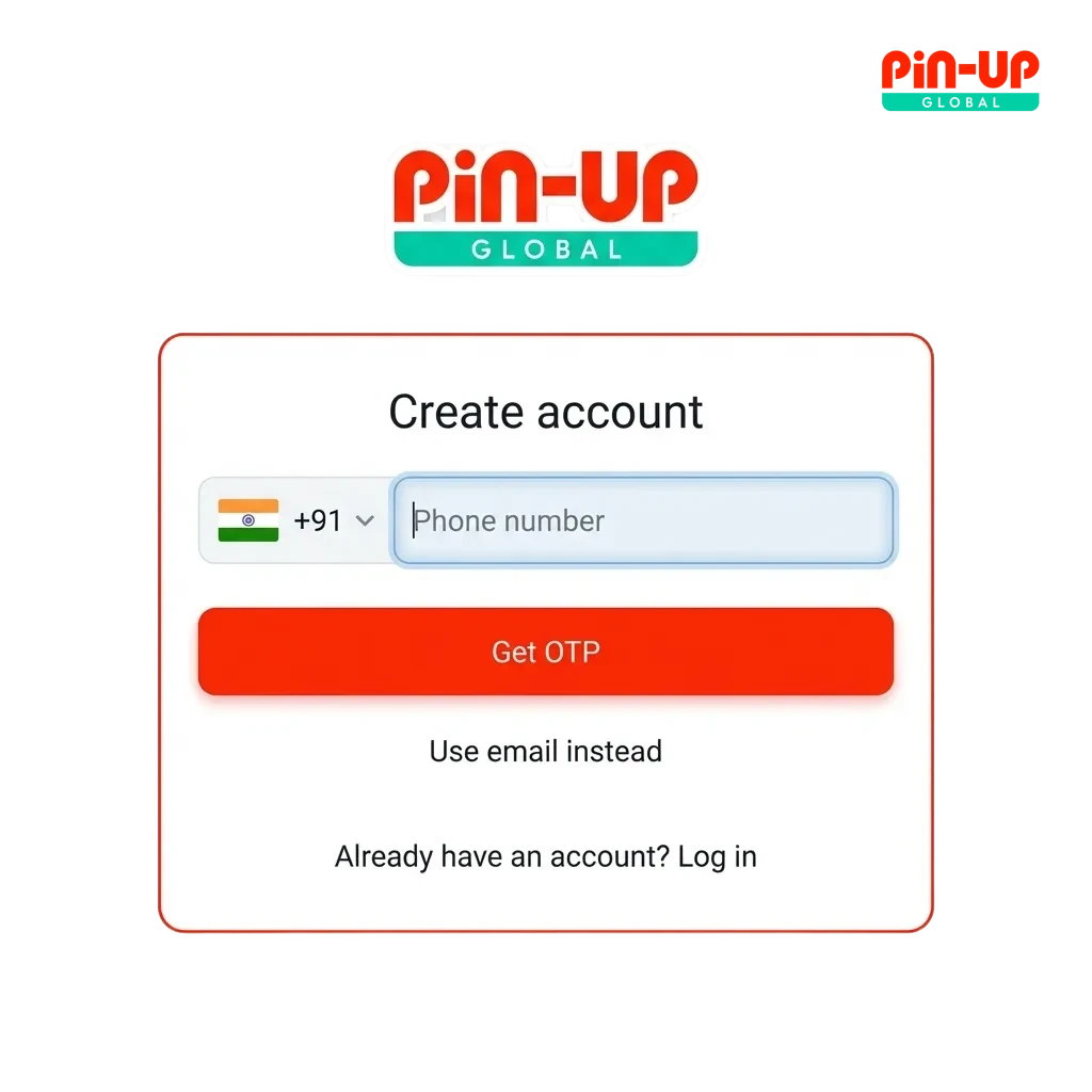 Indian user completing Pin-Up account registration on laptop, showing casino games, sports bets, and 125% welcome bonus