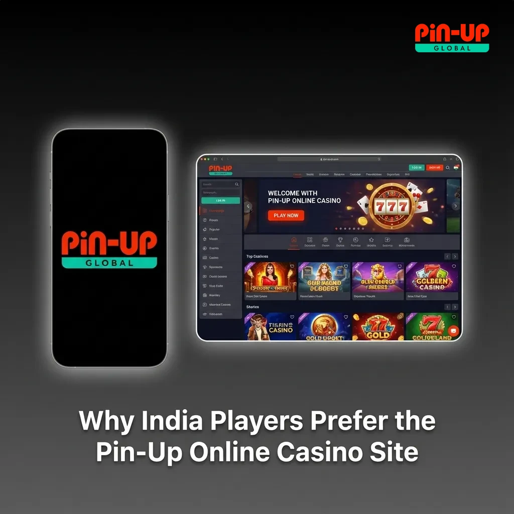 Illustration promoting Pin-Up India: UPI and Paytm icons, mobile casino screen, India-style card games and support headset.